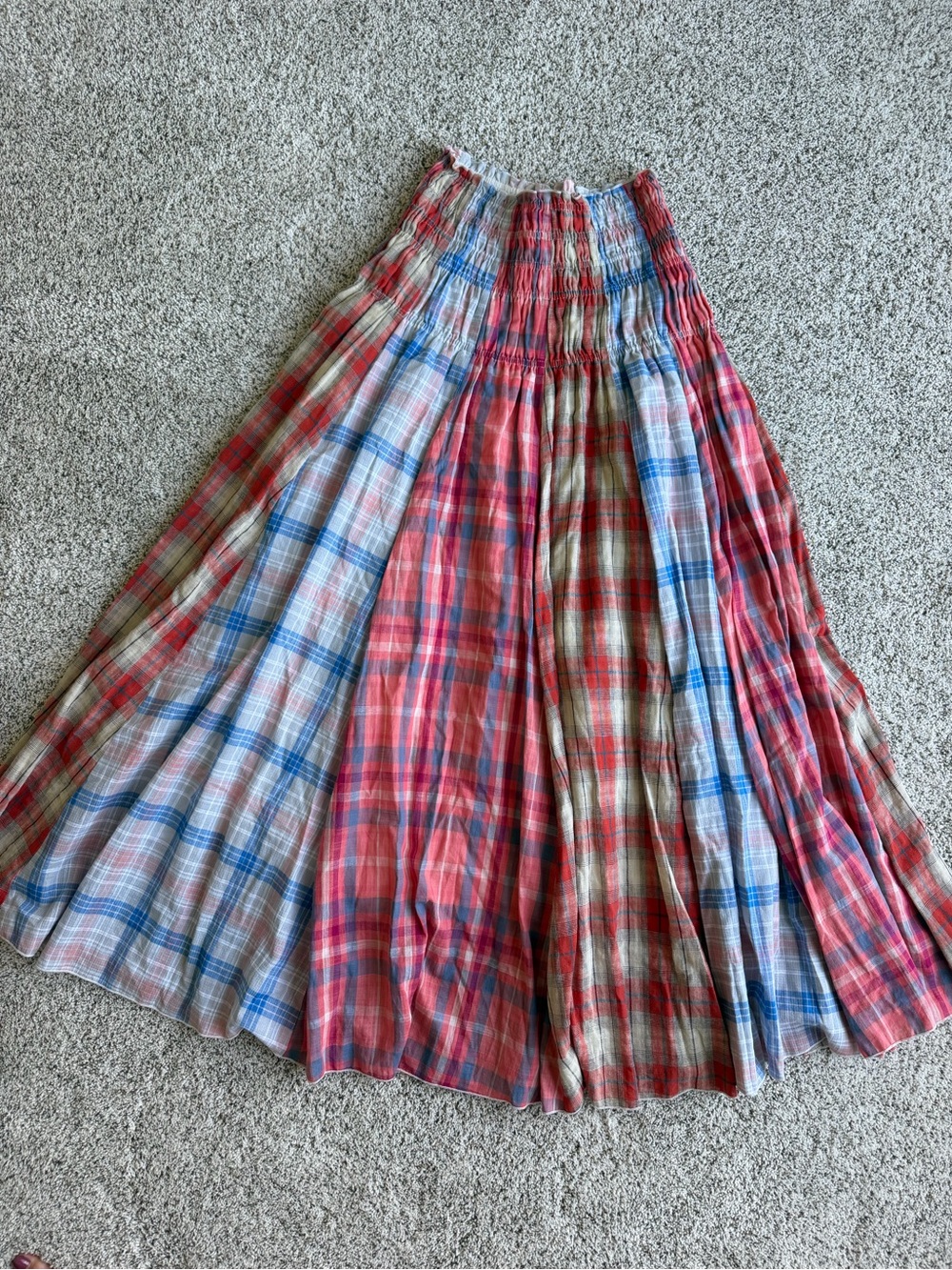 NWT Oli & Hali Plaid Maxi Skirt S Smocked Cotton Boho Prairie - Picture 2 of 11